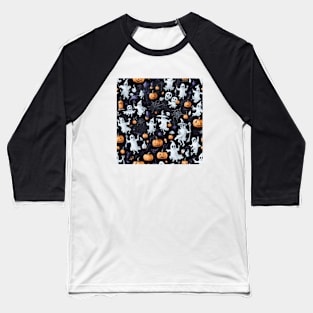 Halloween ghosts and pumpkins pattern Baseball T-Shirt